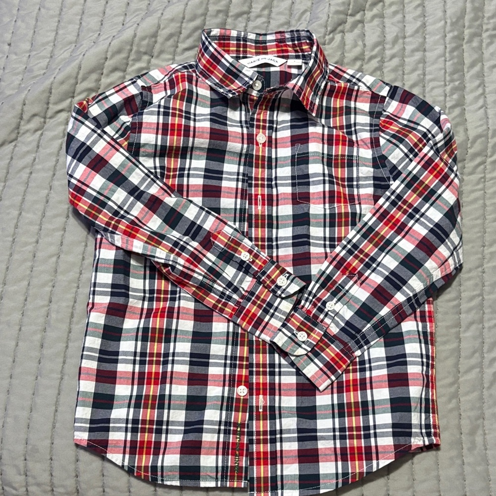 Janie and Jack Red and Blue Plaid Shirt